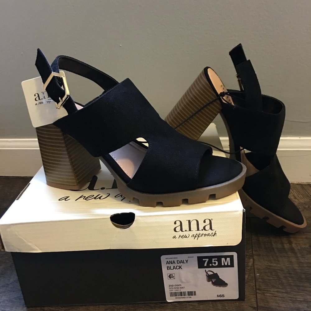 Women's Heel Sandals (a.n.a.; Black)